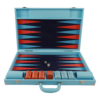 Georgia Sky Blue – Luxury Backgammon Set, Tournament Size , Blue and Orange leather Checker with Metal Rings. Including Checkers, Doubling Cube, 4 Precision Dice, 2 Cups - Image 7